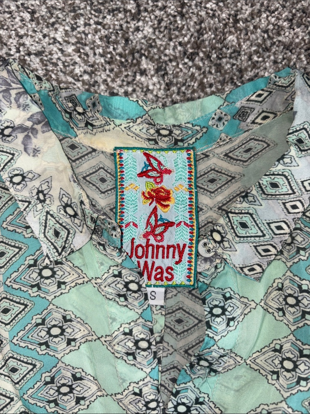 Johnny Was Arroyo Ice Floral Paisley Long Tunic Tie Top - Picture 4 of 5